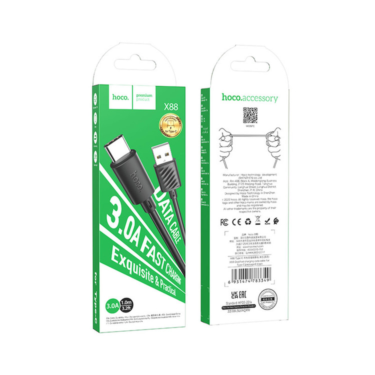 کابل تبدیل USB به USB-C هوکو مدل X88 طول 1 متر
