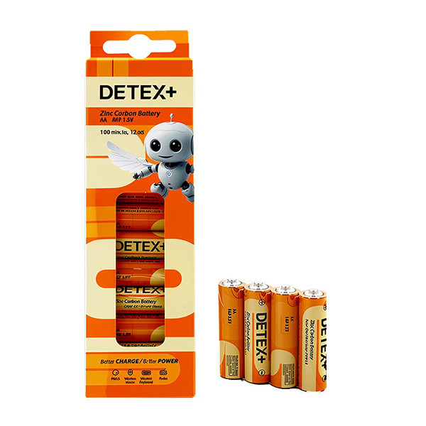 باتری نیم قلمی DETEX PLUS پک 12 عددی