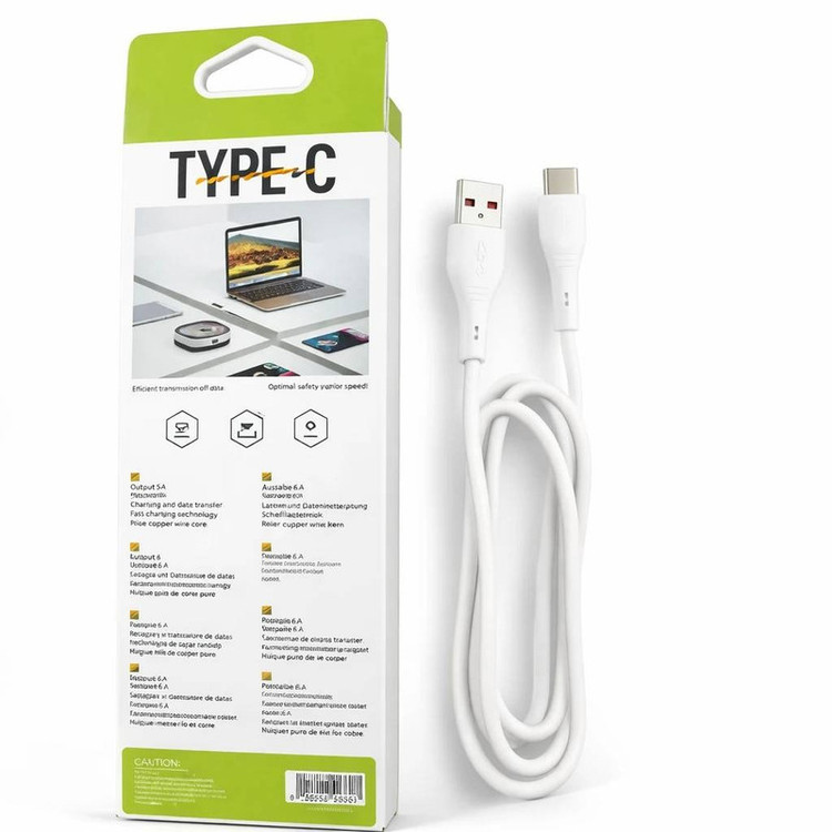 کابل تبدیل USB به USB-C کیبل مدل K-134 6A طول 1 متر