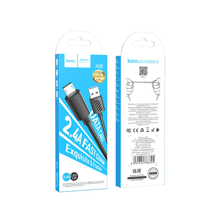 کابل تبدیل USB به MICROUSB هوکو مدل X88 طول 1 متر