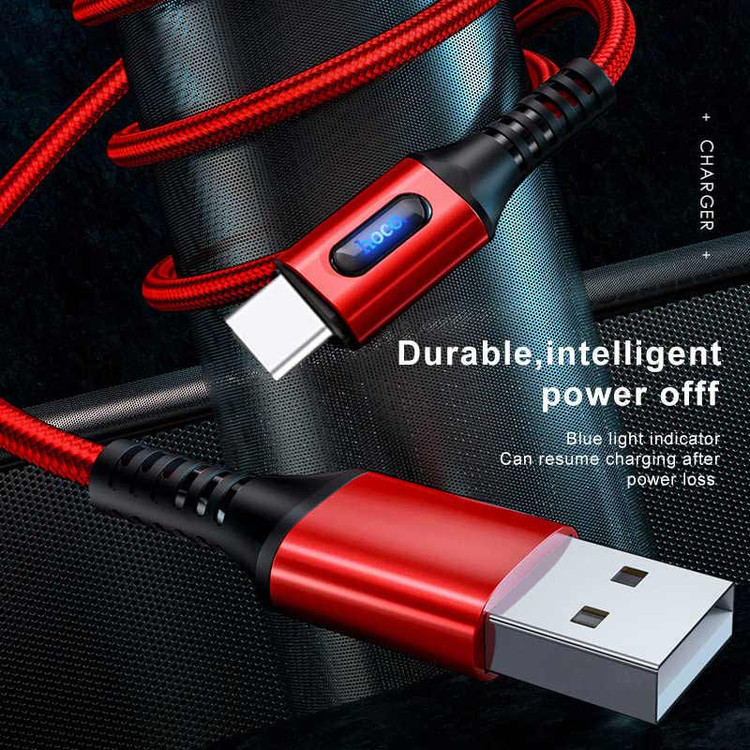 کابل تبدیل USB به USB-C هوکو مدل U-79 طول 1متر با قابلیت قطع خودکار رنگ مشکی