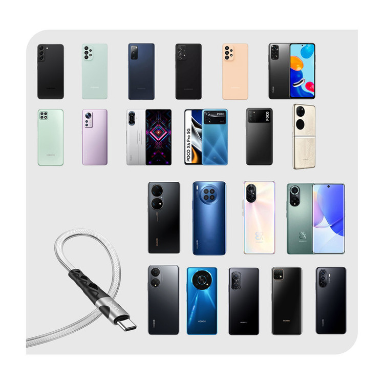 کابل تبدیل USB به USB-C هوکو مدل U105 ANTI TWIST طول1 متر رنگ مشکی