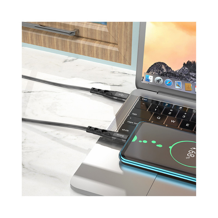 کابل تبدیل USB به USB-C هوکو مدل U105 ANTI TWIST طول1 متر رنگ مشکی