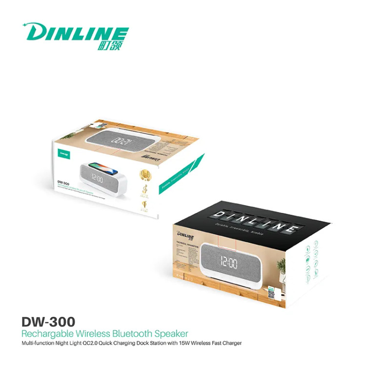 اسپیکر بلوتوثی قابل حمل و شارژر وایرلس DINLINE مدل DW-300